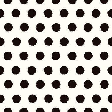 Polka dot black and white painted seamless pattern clipart