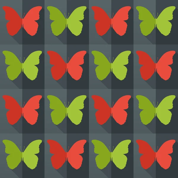 Flat style seamless pattern with butterflies — Stock Vector