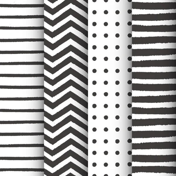 Conjunto de patrones geométricos sin costura pintados — Archivo Imágenes Vectoriales