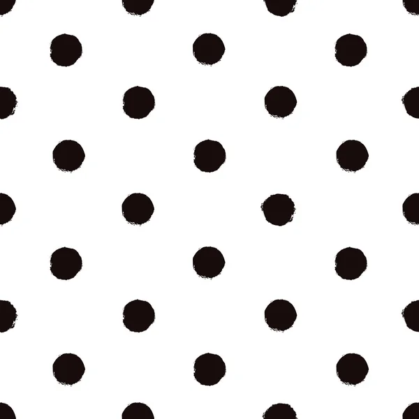 Polka dot svarta och vita målade seamless mönster — Stock vektor