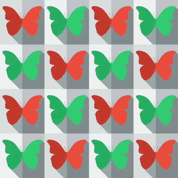 Плоский узор без колючек с бабочками — стоковый вектор