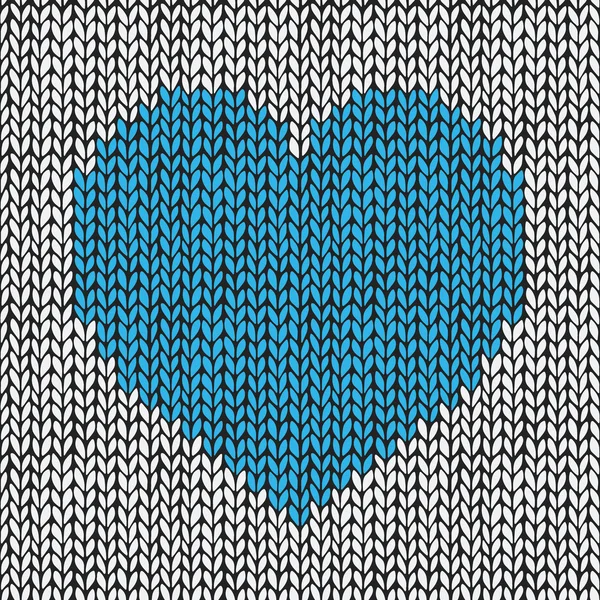 Seamless pattern with hand drawn knitted heart — Stock Vector