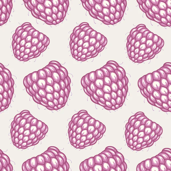 Motif sans couture avec des framboises décoratives dessinées à la main — Image vectorielle