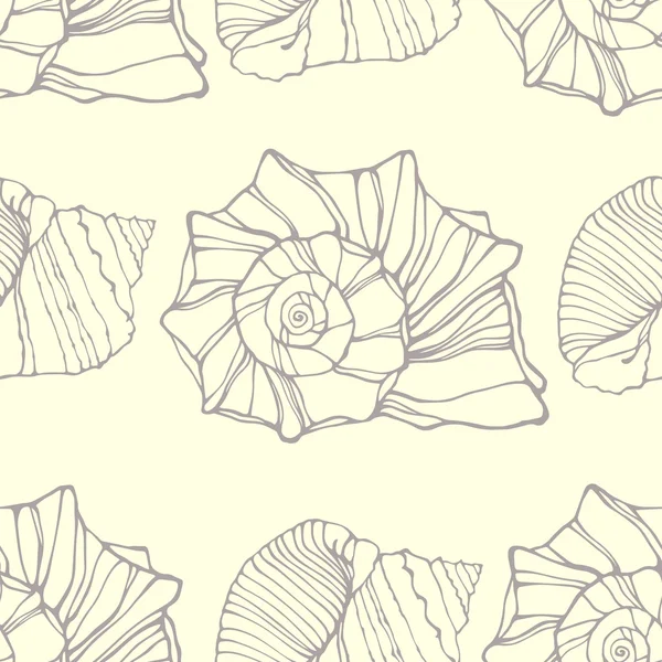 Seamless pattern with decorative shells — Stock Vector