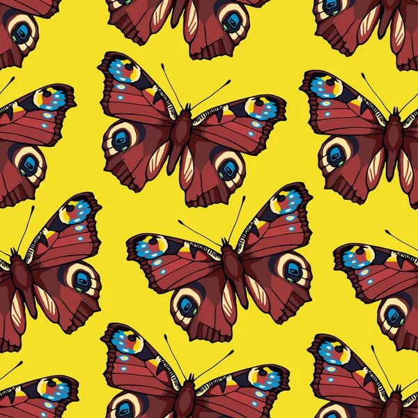 Naadloze patroon met peacock vlinders — Stockvector