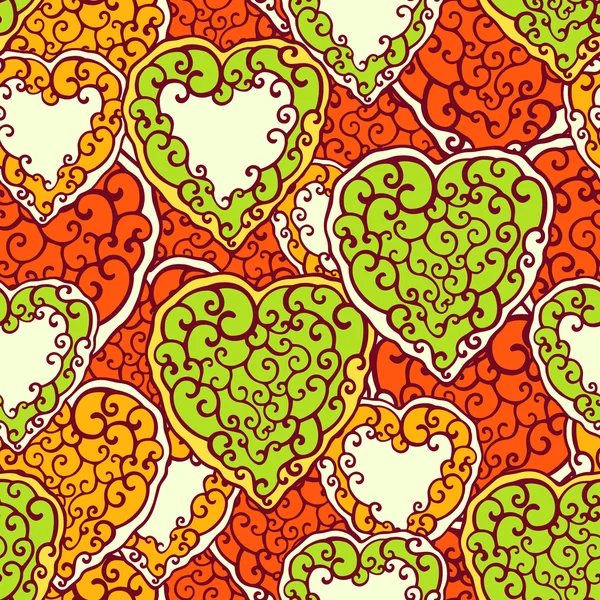 Seamless pattern with doodle hearts — Stock Vector