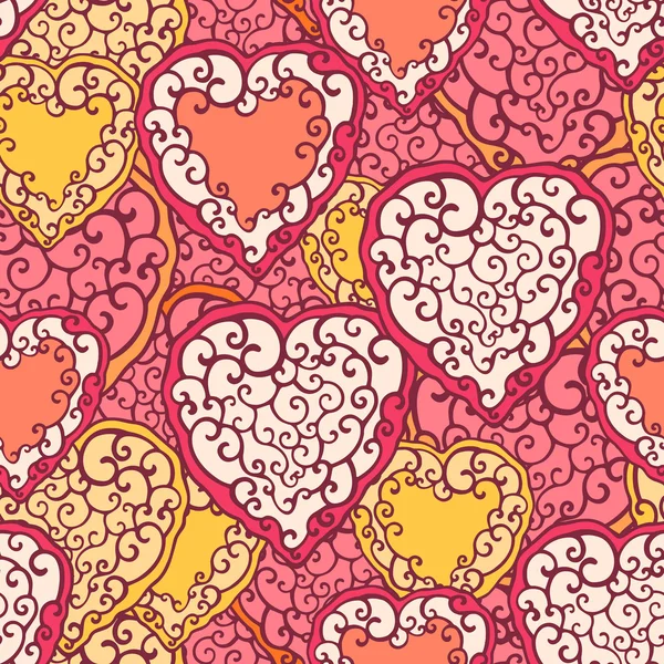 Seamless pattern with doodle hearts — Stock Vector