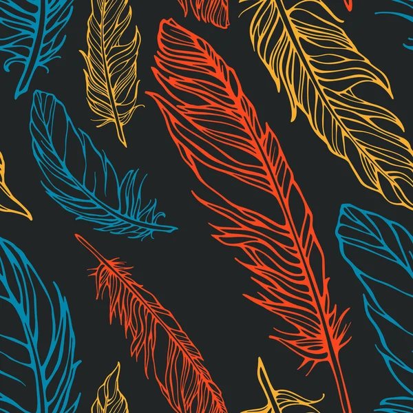 Seamless pattern with feathers — Stock Vector