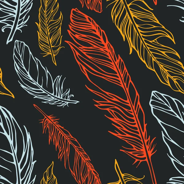 Seamless pattern with feathers — Stock Vector