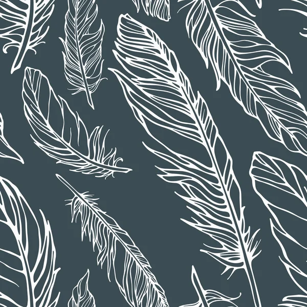 Seamless pattern with feathers — Stock Vector