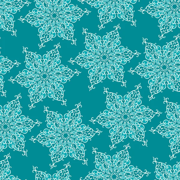 Seamless pattern with decorative snowflakes — Stock Vector
