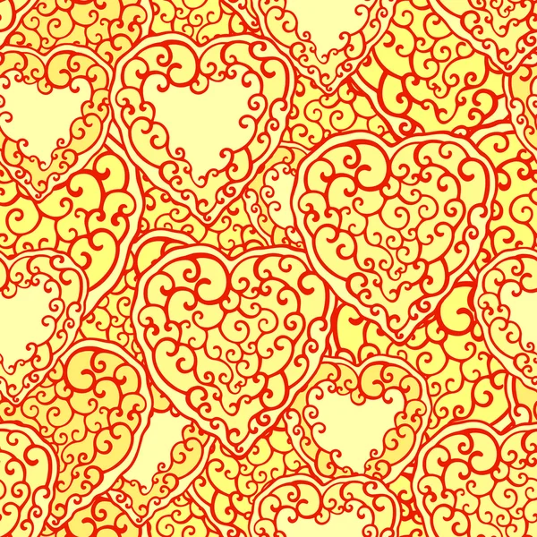 Seamless pattern with doodle hearts — Stock Vector