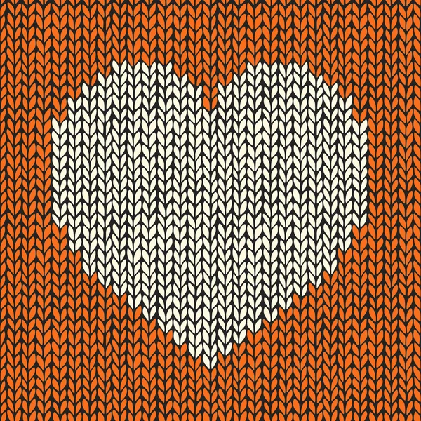 Seamless pattern with knitted heart — Stock Vector