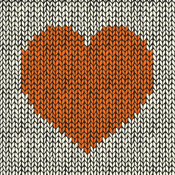 Seamless pattern with knitted heart — Stock Vector