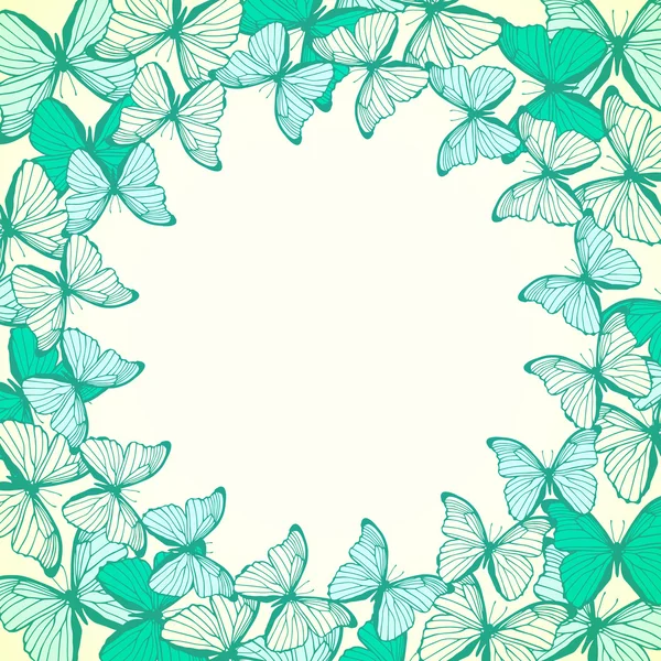 Marco redondo con mariposas decorativas — Vector de stock