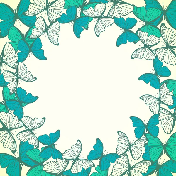 Marco redondo con mariposas decorativas — Archivo Imágenes Vectoriales