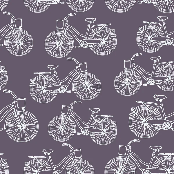 Бесшовный рисунок с очертаниями винтажных велосипедов — стоковый вектор