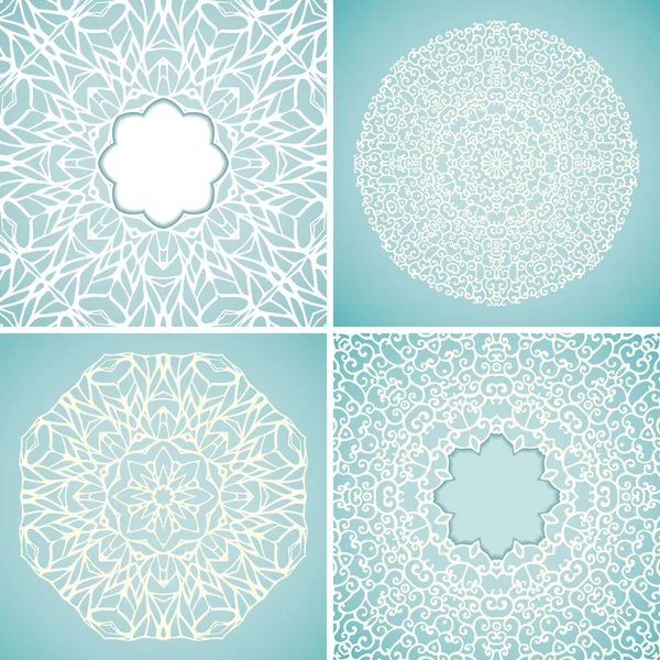 Set of 4 round lace backgrounds — Stock Vector
