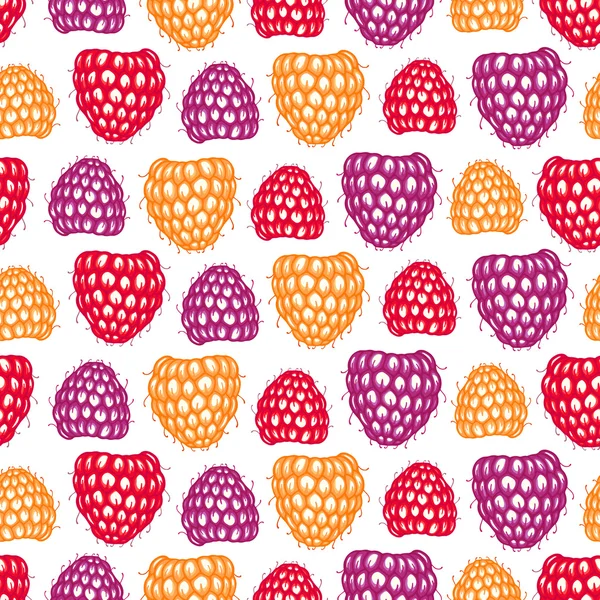 Seamless pattern with decorative raspberries — Stock Vector