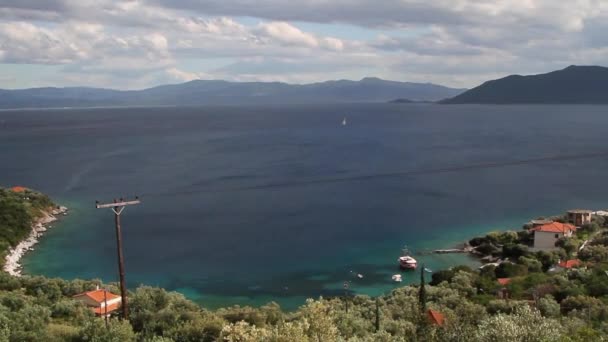 View to a mediterranean gulf — Stock Video