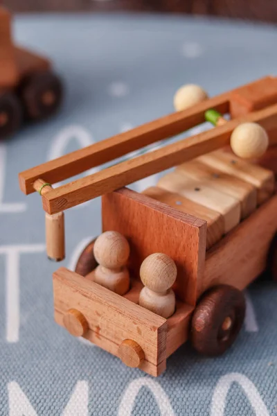 Kézzel Készített Fából Készült Játékok Szoba Belsejében Pasztell Színek Menta — Stock Fotó