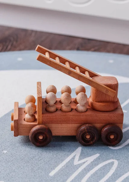Kézzel Készített Fából Készült Játékok Szoba Belsejében Pasztell Színek Menta — Stock Fotó