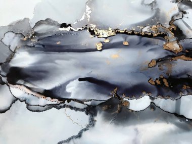 Siyah mürekkep boyasında altın boya..