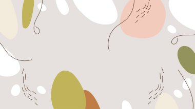 Soyut sanat afişi arkaplanı. El çizimi şekiller ve çizgi elementleri.