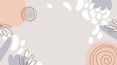 Soyut sanat afişi arkaplanı. El çizimi şekiller ve çizgi elementleri.