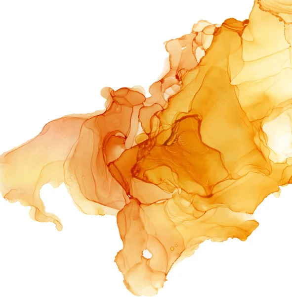 Pomarańczowy wzór geodowy. Marmurkowy kształt tuszu izolowany na białym — Zdjęcie stockowe