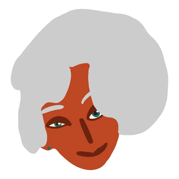 Etiqueta Facial Femenina Ilustración Dibujada Mano Cara Divertida Peinado — Vector de stock