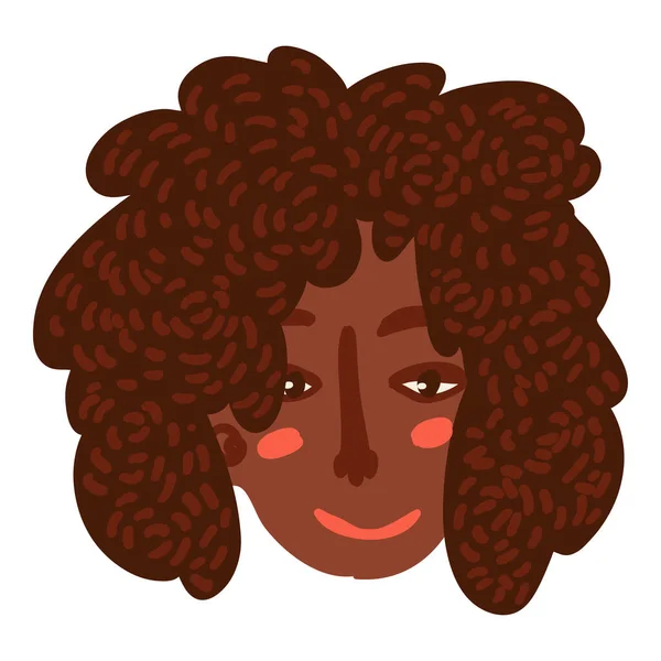 Etiqueta Facial Femenina Ilustración Dibujada Mano Cara Divertida Peinado — Archivo Imágenes Vectoriales