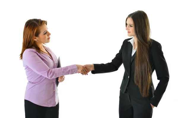 Duas mulheres aperto de mão de negócios — Fotografia de Stock