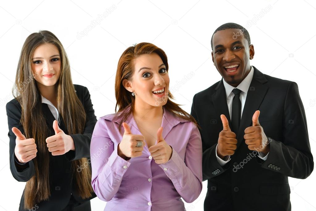 Successful Business Team Two Thumbs Up