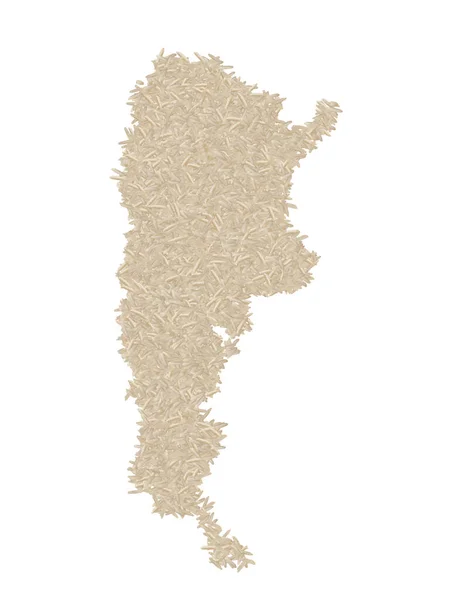 アルゼンチンの地図は 白い孤立した背景に白い米粒で作られています 農業または健康の概念 — ストック写真