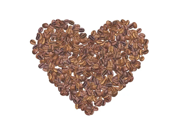 Many Coffee Beans Shaped Heart White Isolated Background —  Fotos de Stock