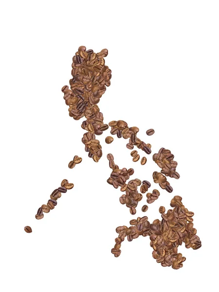 Map Philippines Made Coffee Beans White Isolated Background Export Production —  Fotos de Stock