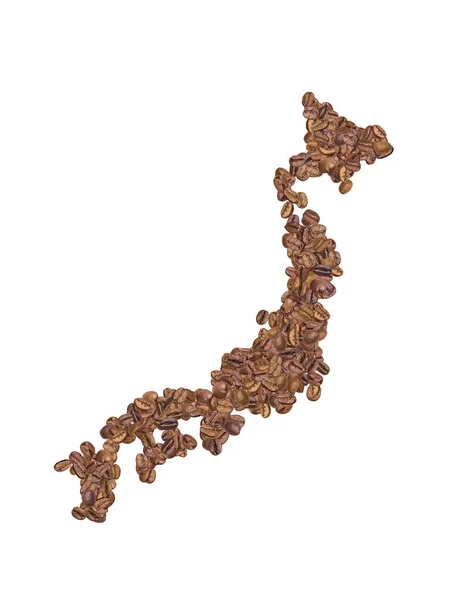 Map Japan Made Coffee Beans White Isolated Background Export Production — 스톡 사진