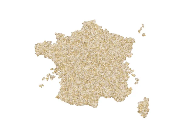 Map France Made Pearled Barley Cereal Gains White Isolated Background — ストック写真