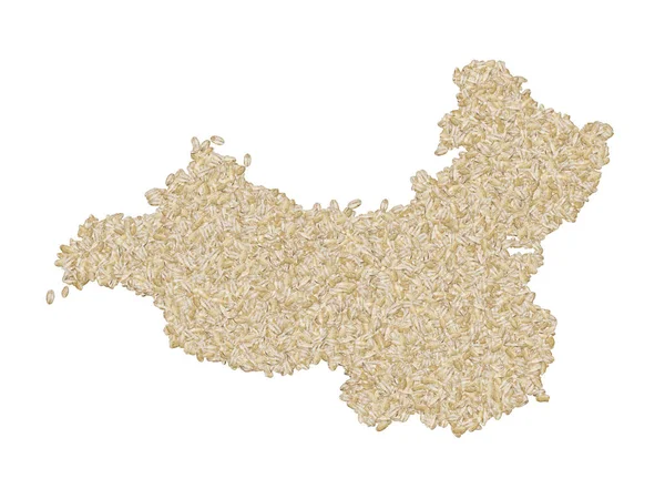 Map China Made Pearled Barley Cereal Gains White Isolated Background — ストック写真