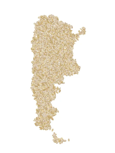 Map Argentina Made Pearled Barley Cereal Gains White Isolated Background — Zdjęcie stockowe