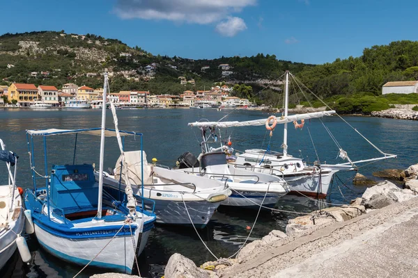 Gaios Paxos Greece Сентября 2021 Порту Острова Пришвартованы Прогулочные Катера — стоковое фото