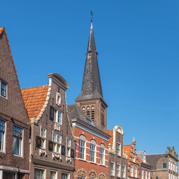 Haut Beaux Bâtiments Historiques Avec Une Église Arrière Plan — Photo