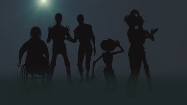 Вечірка монстрів на Хеллоуїн, анімація — стокове відео