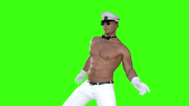 Modelo 3D de baile stripper masculino, animación, fondo verde — Vídeos de Stock