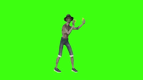 3d model alien dancing flex , animation, green screen — Stock Video