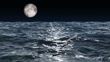 3D gece deniz dalgaları, animasyon