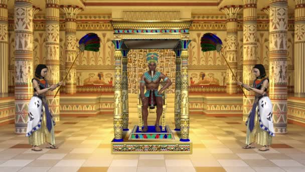 Фараон на троне, анимация — стоковое видео