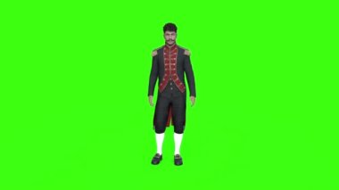 Donanma üniformalı 3D adam boşta, animasyon, yeşil ekran