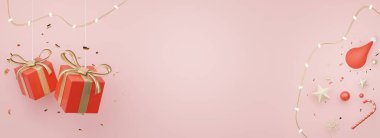 3d Banner Ürün ve kozmetik sunumu Mutlu Noeller ve Mutlu Yıllar konseptiyle. Modern geometrik. Model oluşturma platformu